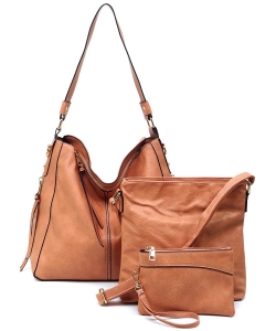 Fashion Side Zipper 3-in-1 Shoulder Bag Set PH301 DARK BLUSH